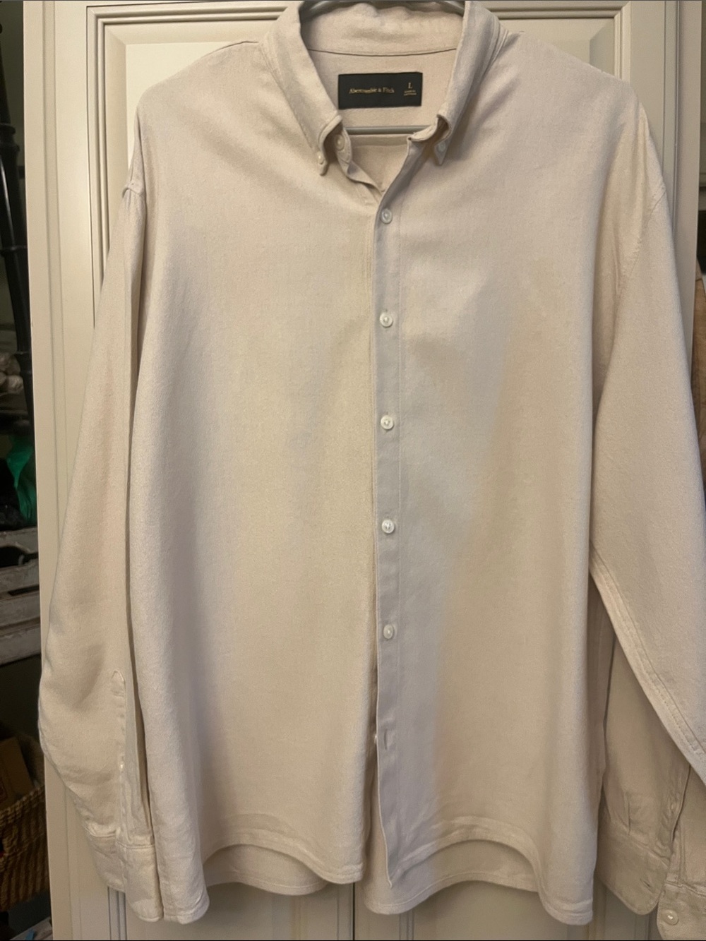 Abercrombie & Fitch Men's Light Cream Button-Down Shirt